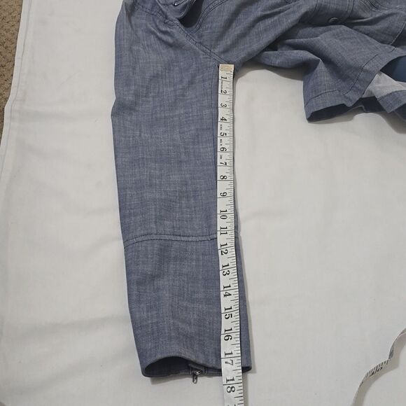 WHITE HOUSE BLACK MARKET Light Blue Lightweight Canvas Moto Jacket Size 10 - Picture 7 of 8